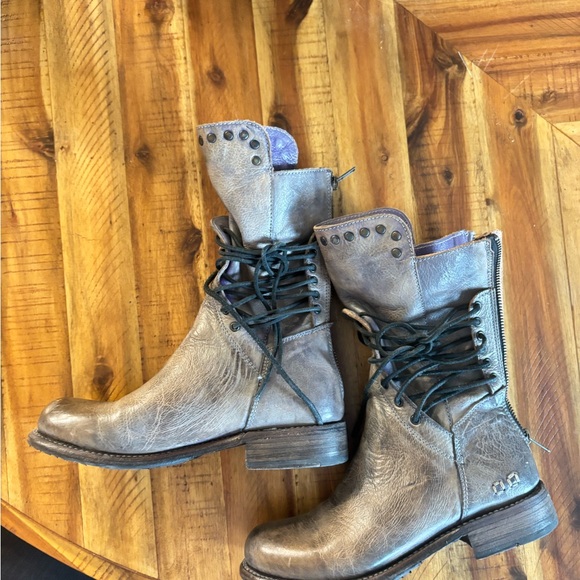 Bed Stu Gray Leather Lace-Up Boots - Picture 2 of 4